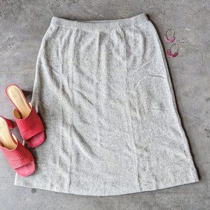 Vintage Winona Knits Gray Wool A-Line Midi Skirt medium